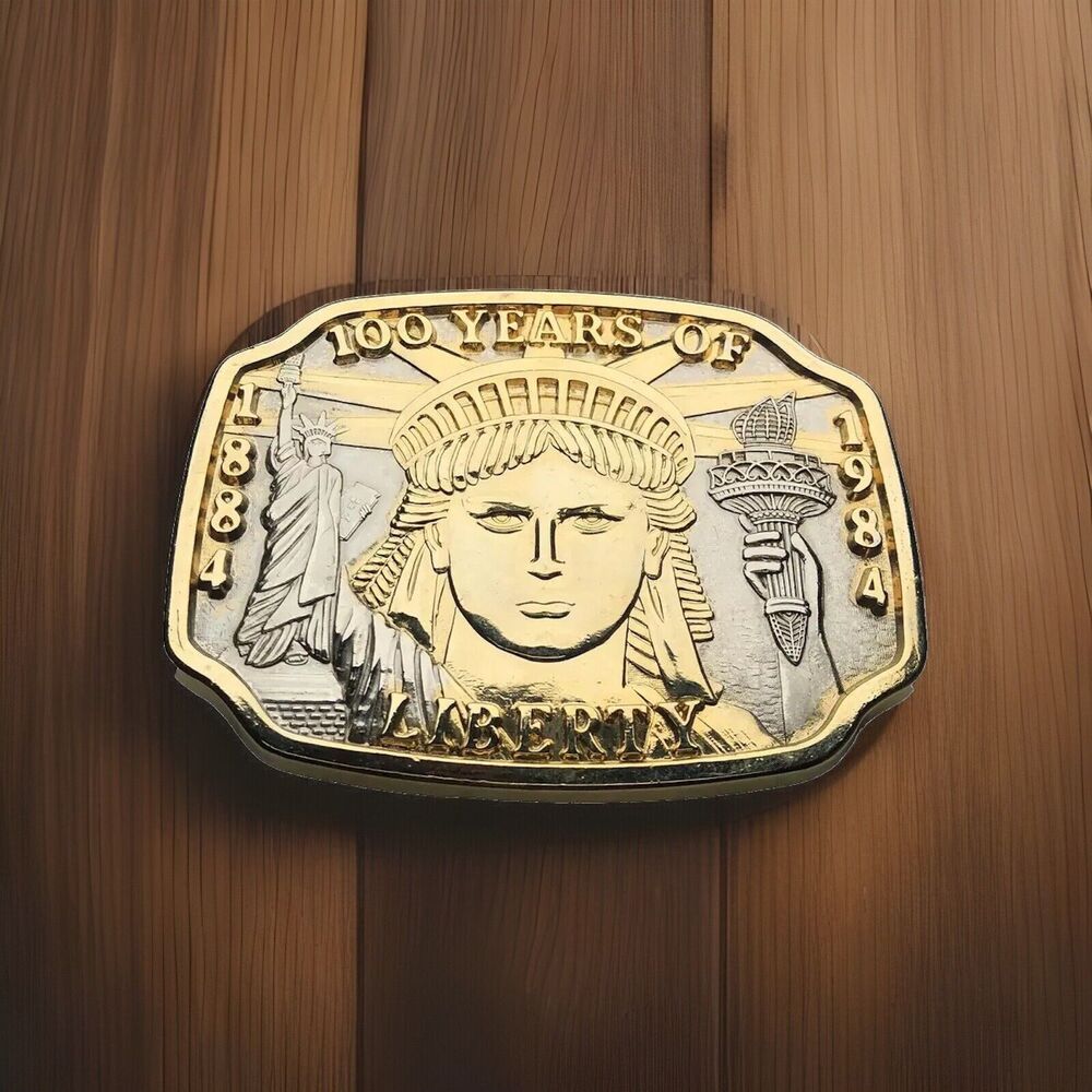 VTG 1984 Statue of Liberty Centennial Belt Buckle 100 Years of Liberty USA